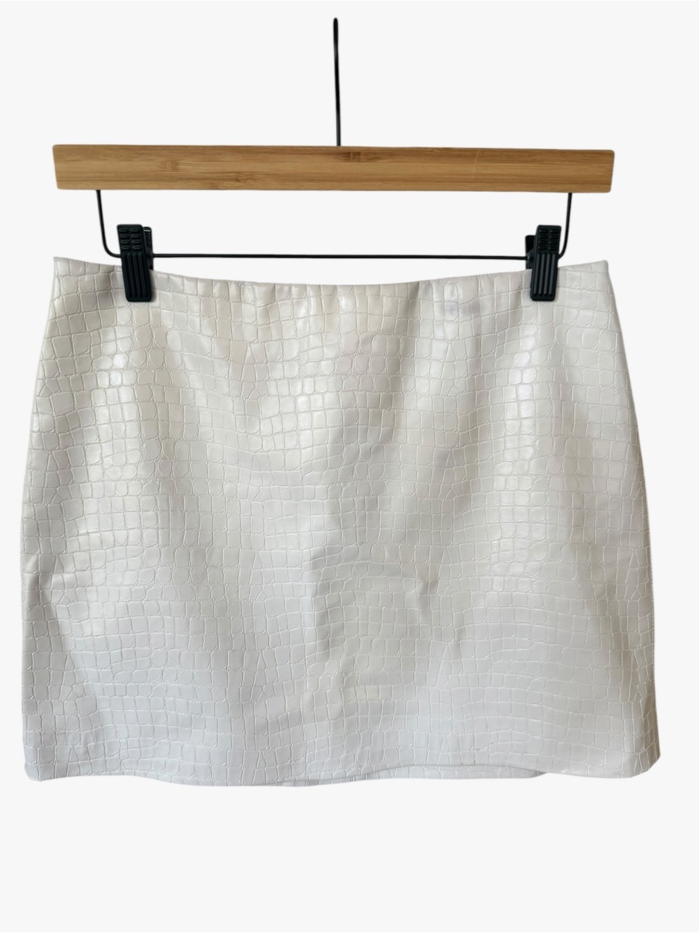 Alice + Olivia White Faux Croc Mini Skirt